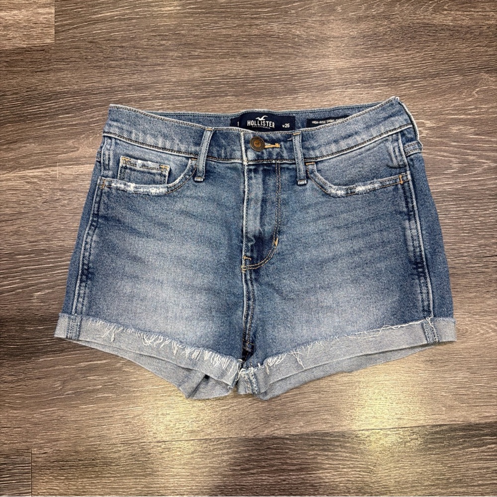 Hollister High Rise Shorts Vintage Stretch Denim Blue W25 Sz 1